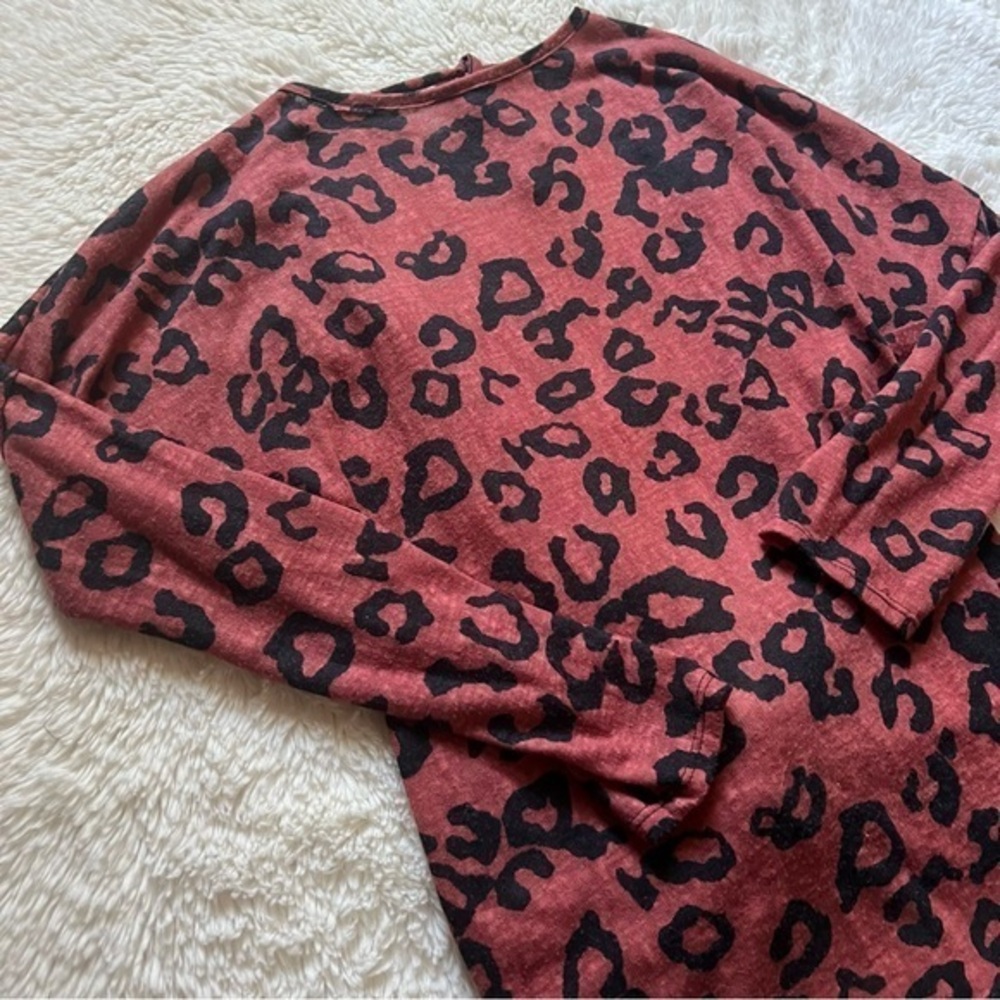 Lovely Melody Red Leopard Printed Cutout Back Sweater